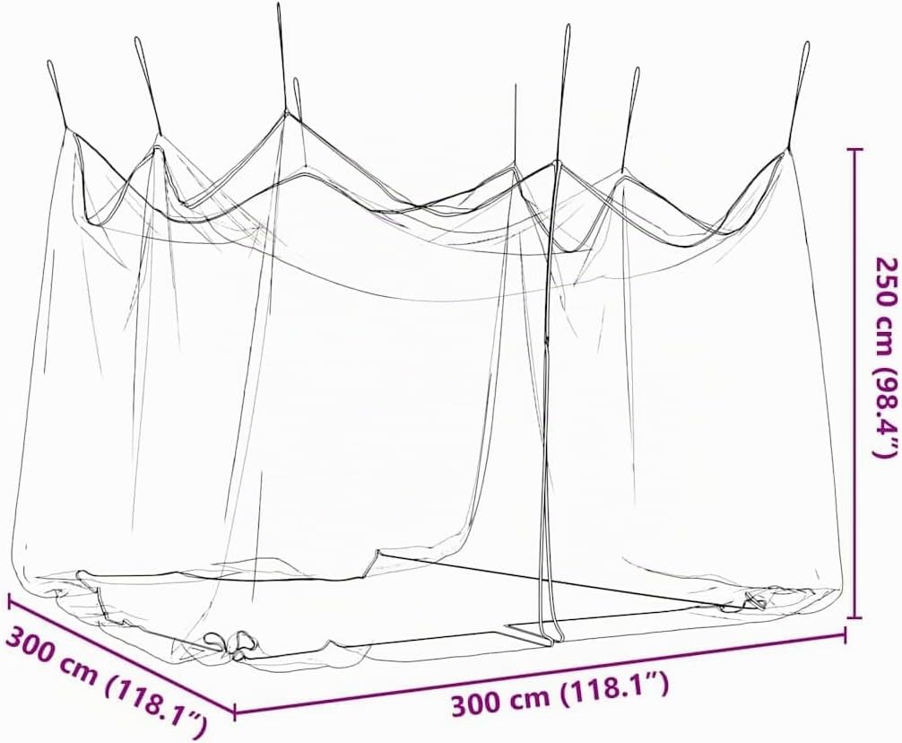 vidaXL Moskitonetz für den Aussenbereich 220 Maschen Schwarz 300x300x250 cm, Moskito Netz, faltbares