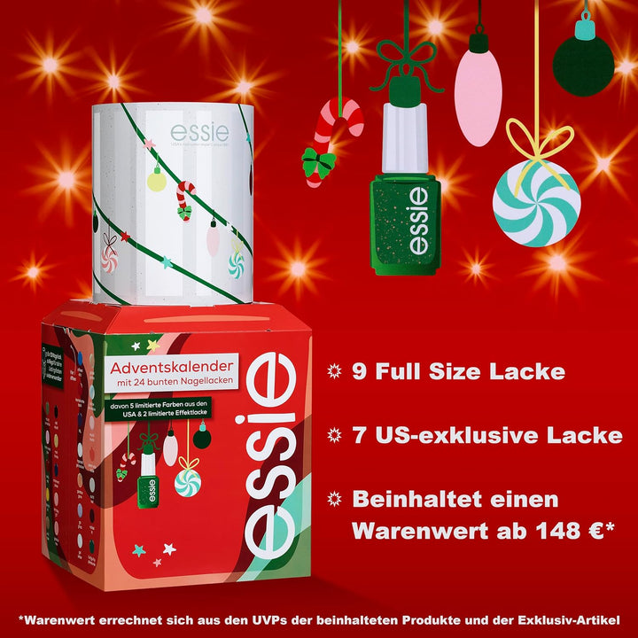 essie Adventskalender 2024 (24-teilig) – Nagellack-Set mit Nagelpflege, inkl. 7 limitierter Nagellac