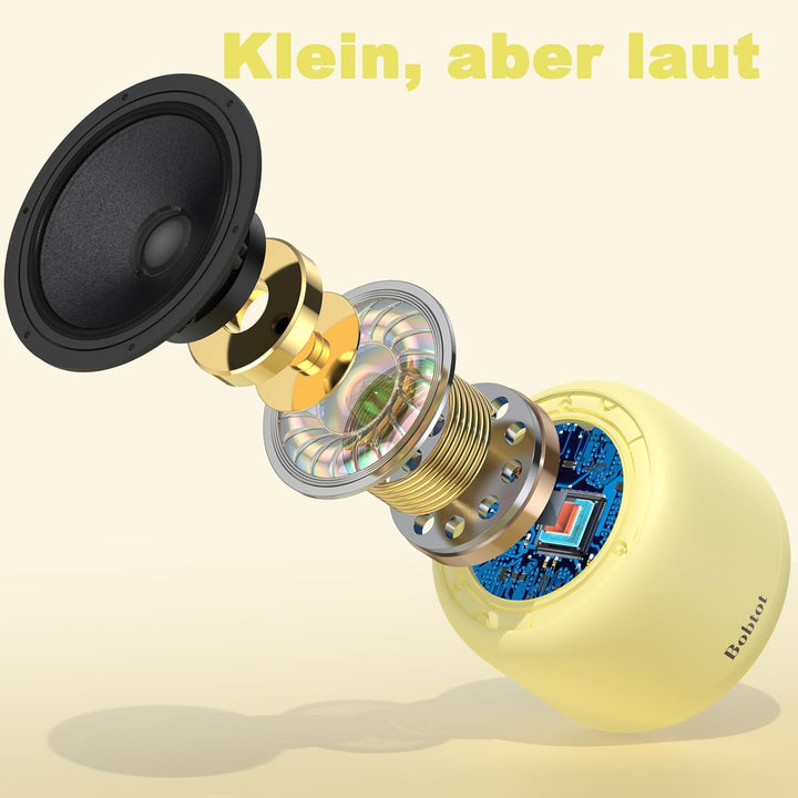 Bobtot Tragbarer Bluetooth-Lautsprecher, kabelloser wasserdichter Lautsprecher mit lautem Stereo-Sou