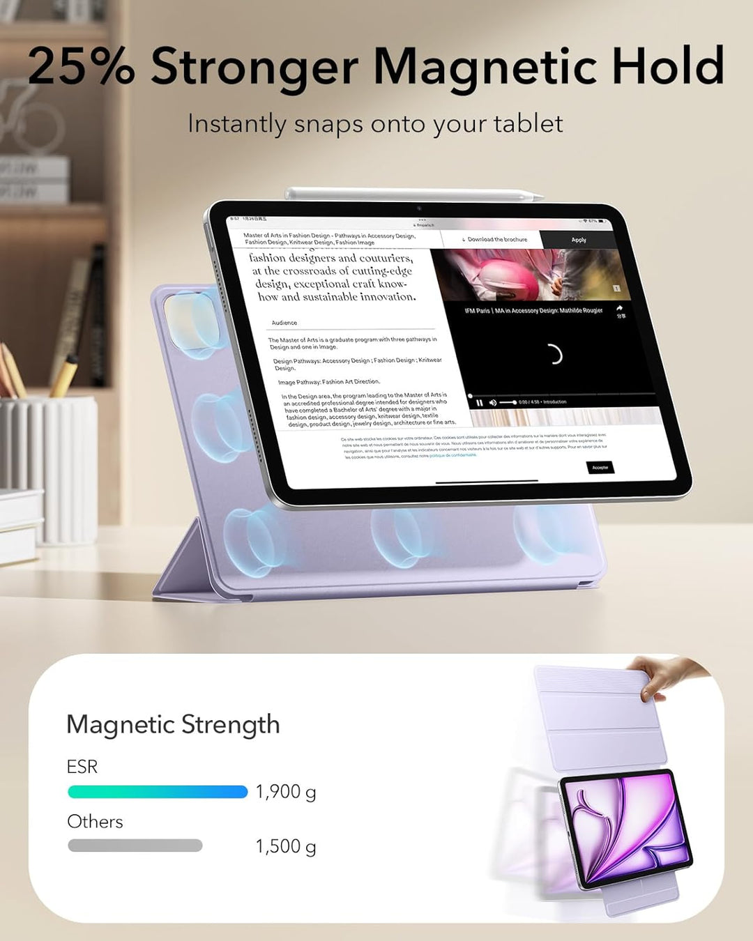 ESR für iPad Air 13 Zoll M4/M3/M2 Hülle (2026/2025/2024) und iPad Pro 12.9 (2022/2021/2020), Magnetb