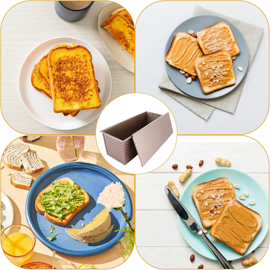 LOPYXBR Toastbrot Backform mit Deckel, 1000g Brotbackform aus Kohlenstoffstahl, 32x12x11,5cm Antihaf
