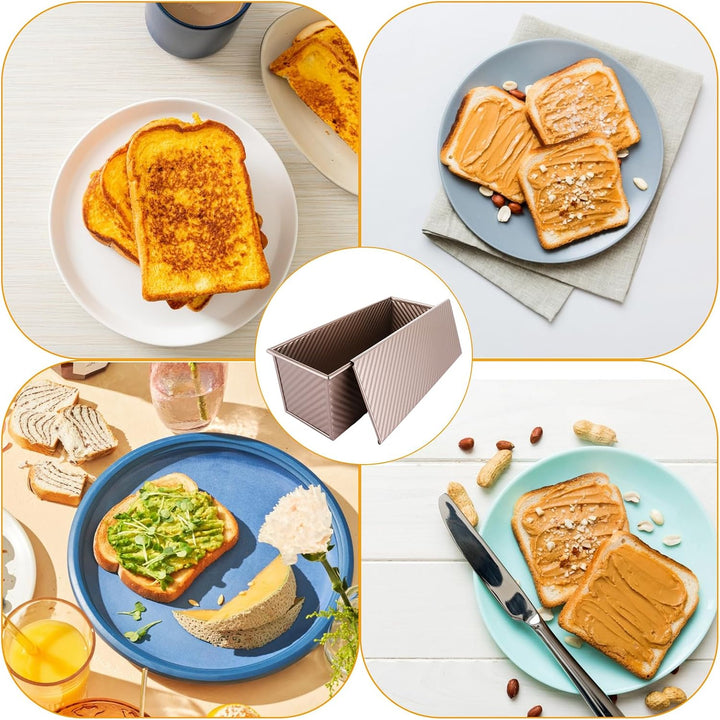 LOPYXBR Toastbrot Backform mit Deckel, 1000g Brotbackform aus Kohlenstoffstahl, 32x12x11,5cm Antihaf