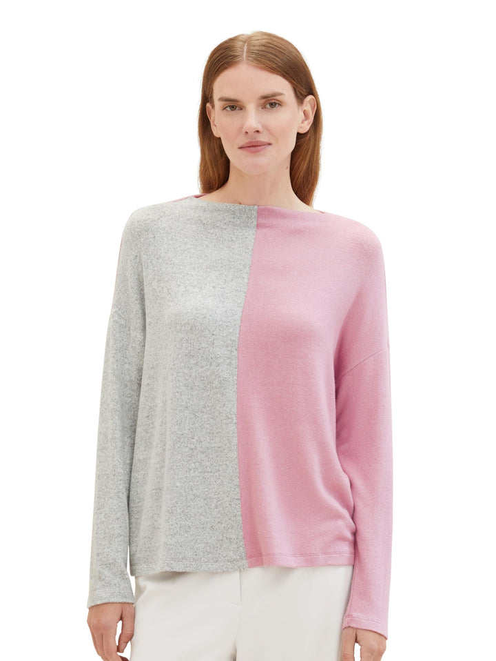 TOM TAILOR Damen Longsleeve T-Shirt XL 33966 - Dusty Vanda Melange, XL 33966 - Dusty Vanda Melange