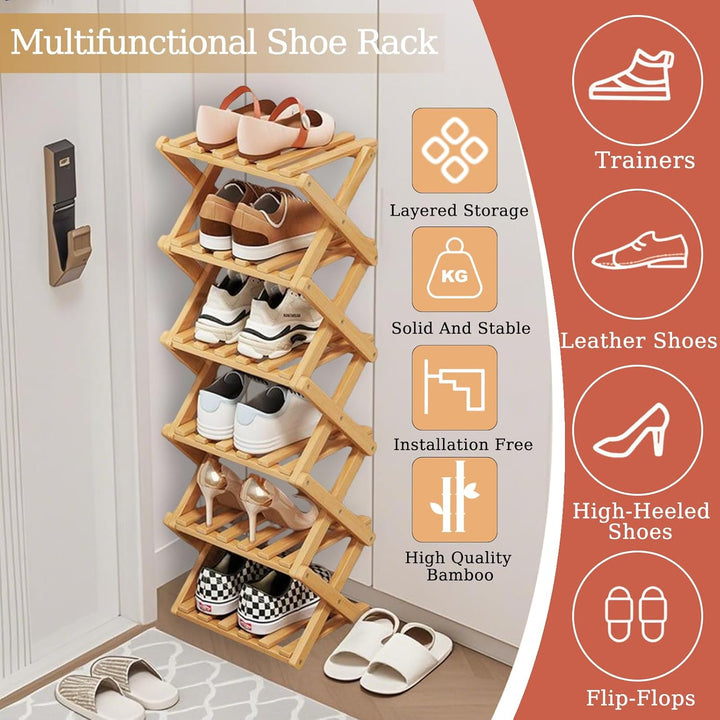 Vertikales Schuhregal, klein, faltbar, hoch, schmal, Schuhregal, schmal, Schuhaufbewahrung, Eckschuh