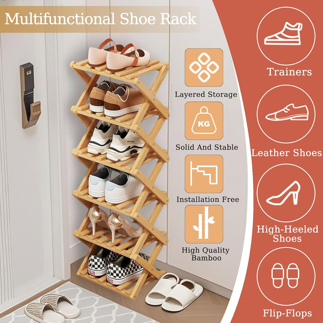 Vertikales Schuhregal, klein, faltbar, hoch, schmal, Schuhregal, schmal, Schuhaufbewahrung, Eckschuh