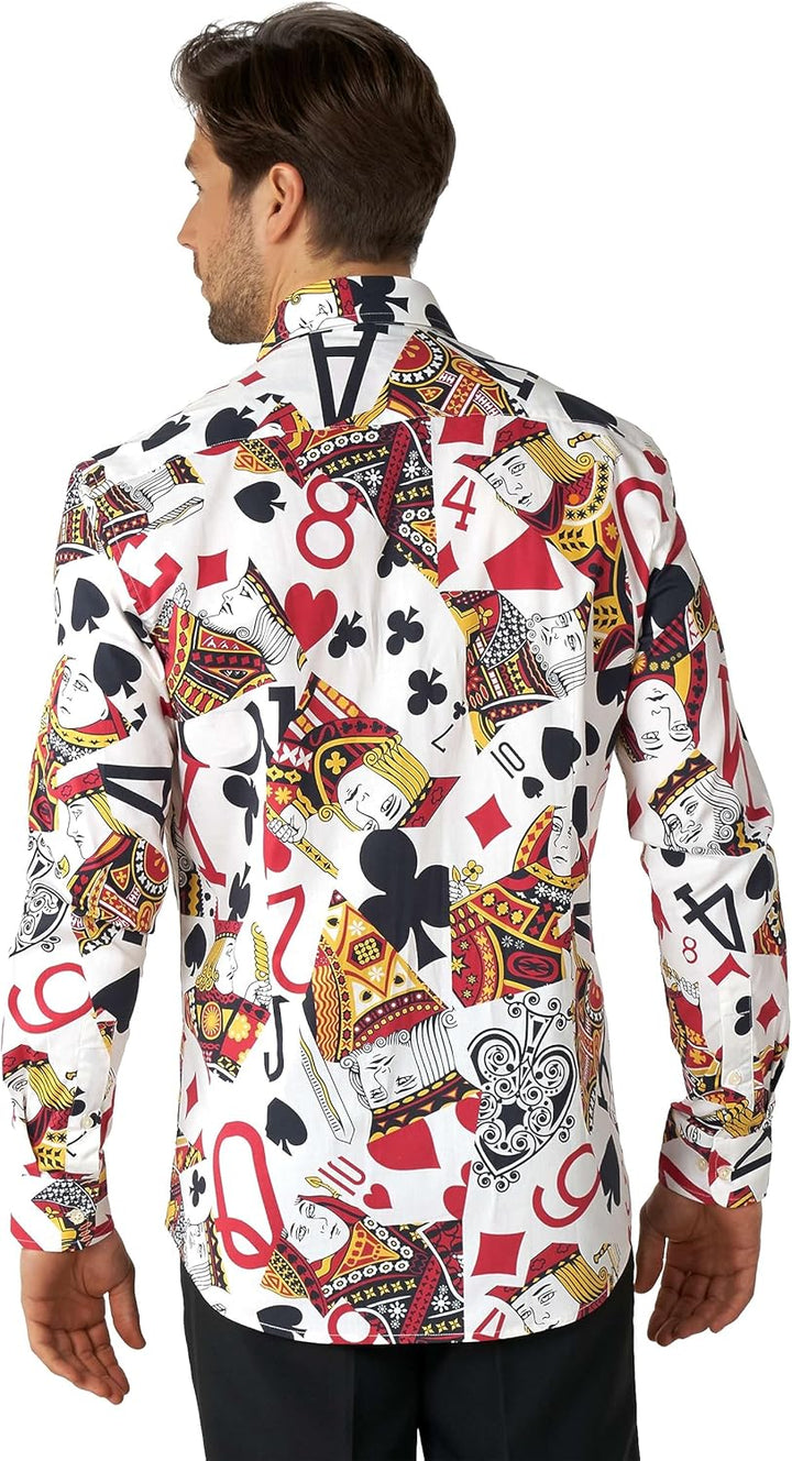 OppoSuits Herrenhemd – Hemd mit Knöpfen – schmale Passform – Lange Ärmel, Shirt Ls King Of Clubs