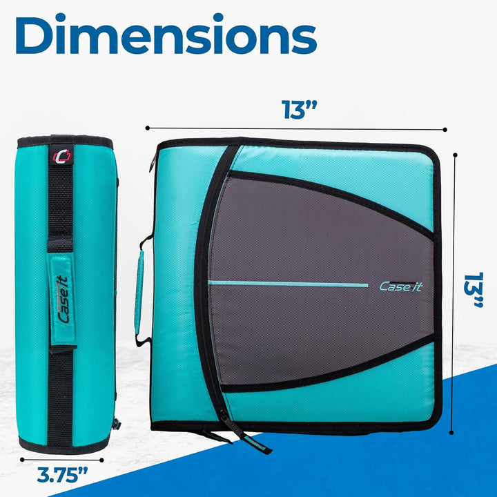 Case-it The Mighty D-146 Ordner mit Reissverschluss – 7,6 cm O-Ringe – 5 farbige Registerkarten – me