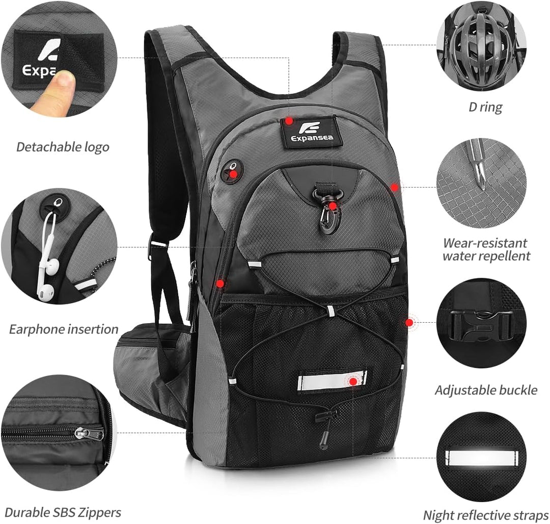 Trinkrucksack mit Trinkblase 3L BPA-Frei, Wasserdichter Outdoor-Rucksack, Rucksack mit Trinksystem,