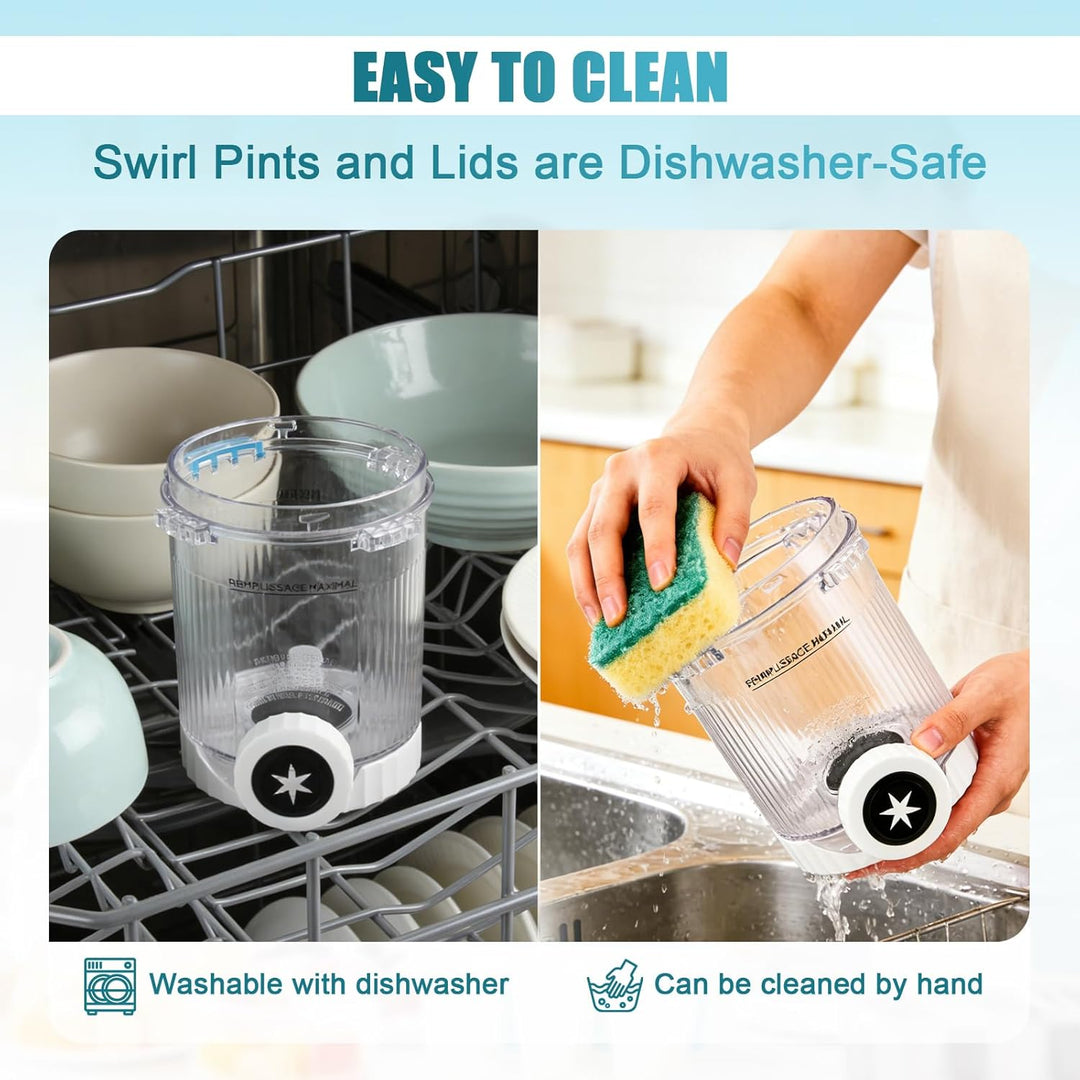 4 Stück Ersatz für Ninja Creami Swirl Behälter NC701EU 480ML, BPA-frei & Spülmaschinenfest, Ersatzbe