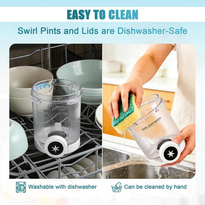 4 Stück Ersatz für Ninja Creami Swirl Behälter NC701EU 480ML, BPA-frei & Spülmaschinenfest, Ersatzbe