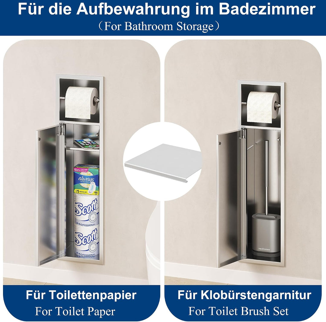 Unterputz-Schrankmodul für die Klobürstengarnitur Edelstahl Badezimmerschrank mit Toilettenpapierhal