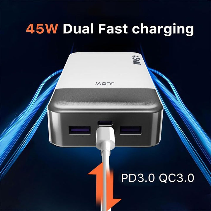 JUOVI Power Bank Fast Charging, 20000mAh 45W Tragbares Ladegerät, Super Fast Charging mit LED Displa