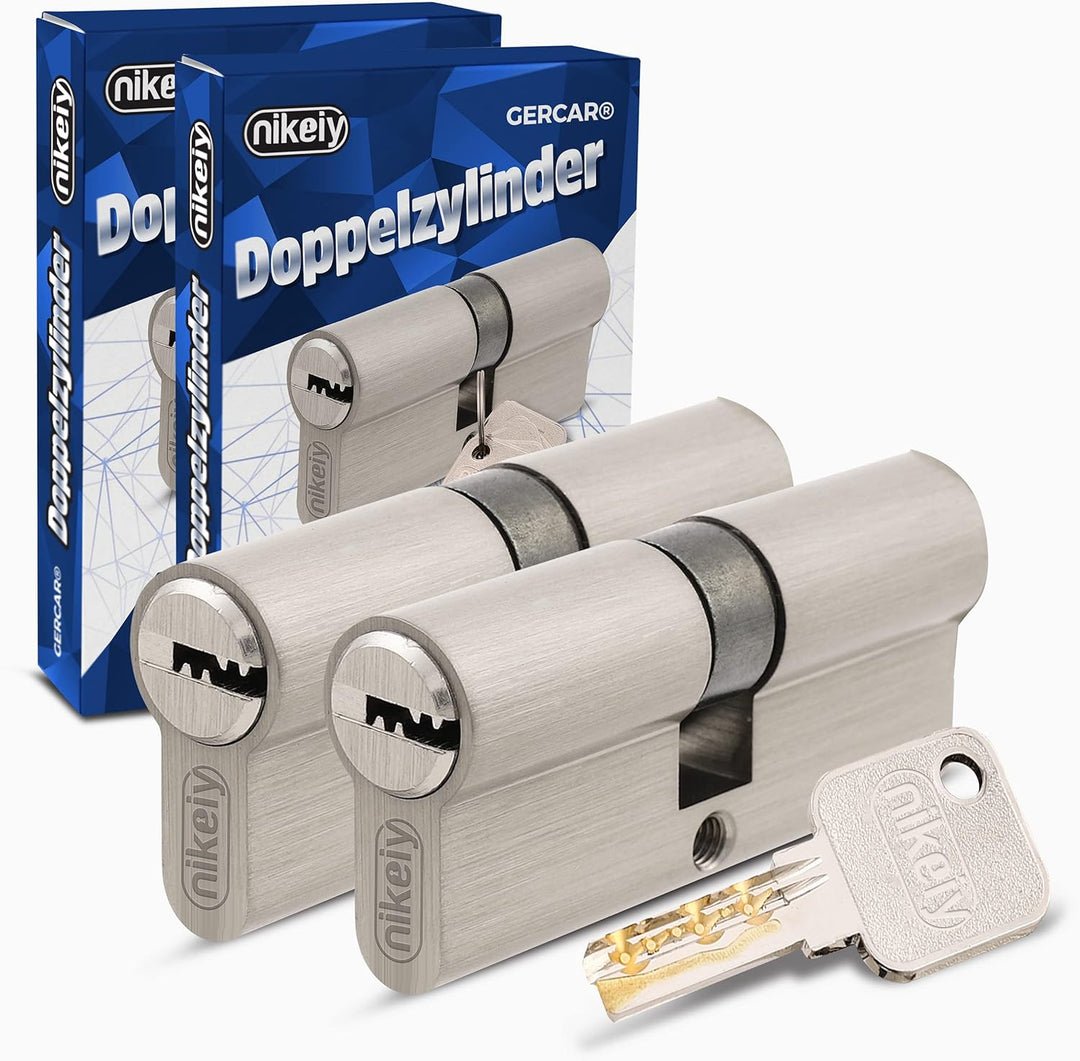 GERCAR Pro 2x Schliesszylinder 45/45 gleichschliessend Set 2 Profilzylinder inkl. 10 Schlüssel - 90