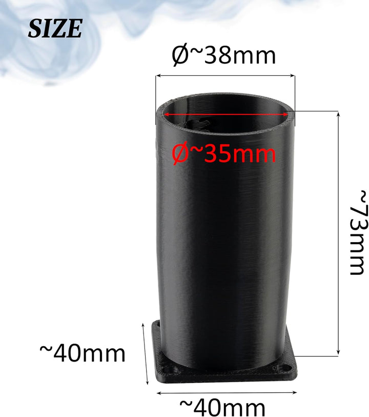 AERZETIX Quadratisch-Rund-Adapter für Luftstrom für Lüftungskanal 40x40 mm Ø38 mm aus ABS-Kunststoff