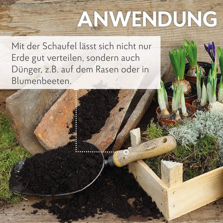DeWit Gartenschaufel klein 34 cm I Profi Blumenschaufel aus Borstahl I FSC®-zertifizierte Handschauf