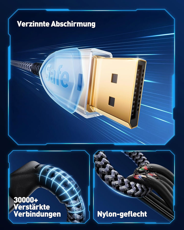 Maxonar 16K DisplayPort 2.1 Kabel 4M DP 2.0 Kabel 16K@60Hz,10K@60Hz,8K@120Hz, 4K@480Hz/240Hz 80Gbps