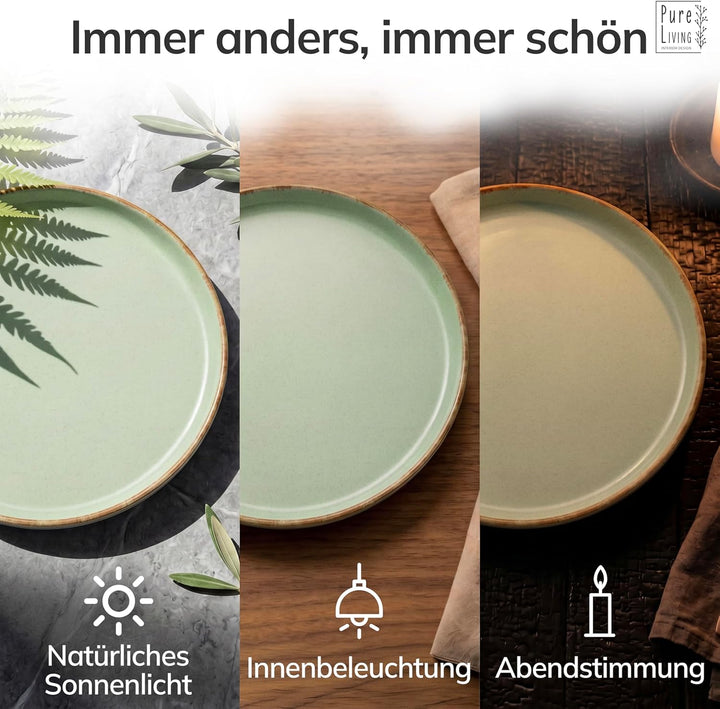 Steingut Suppenteller 6 Pers. Rustic Hochwertiges Landhausstil TEST SEHR GUT Tiefe Teller Set - Krat