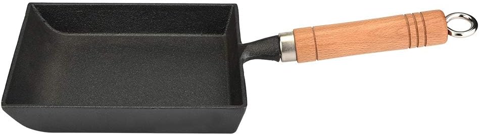 ASHATA Japanische Mini Tamagoyaki Omelett-Eierrolle, quadratische Pfanne aus Gusseisen, rechteckig,