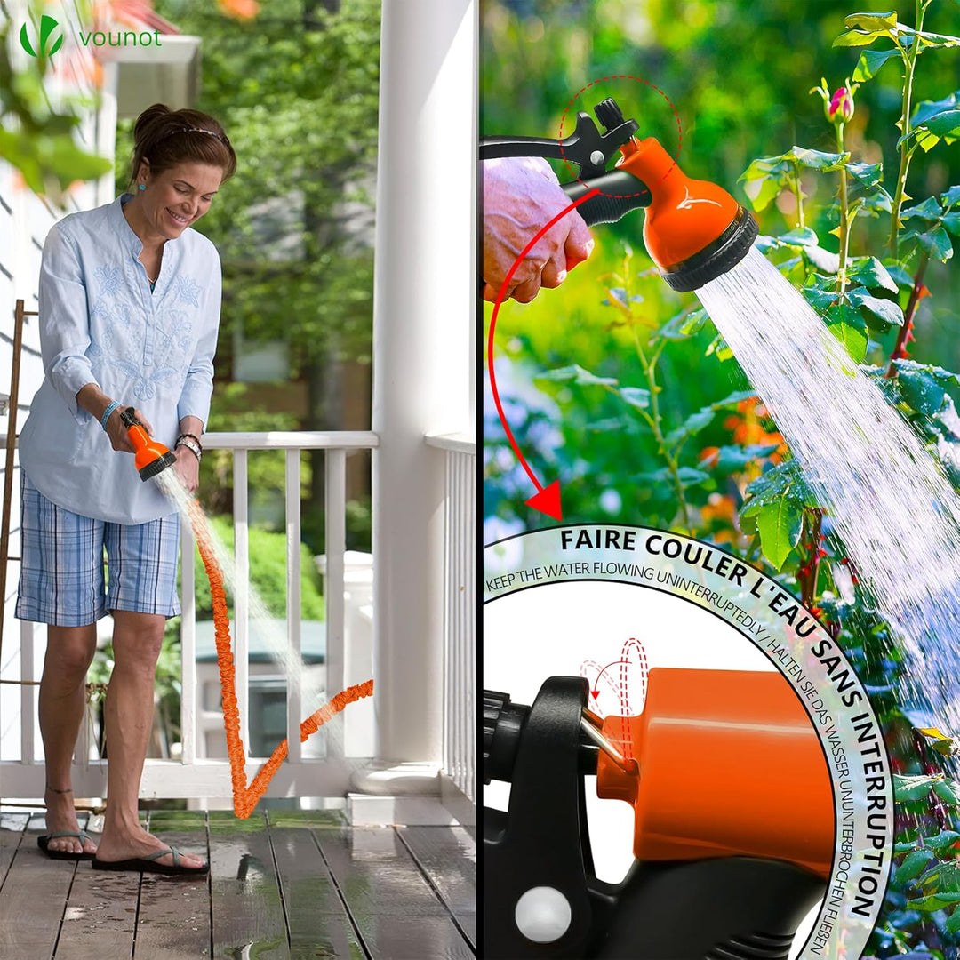 VOUNOT Flexibler Gartenschlauch 15 m, Flexibel Wasserschlauch Dehnbarer mit 10 Sprühfunktionen, 1/2