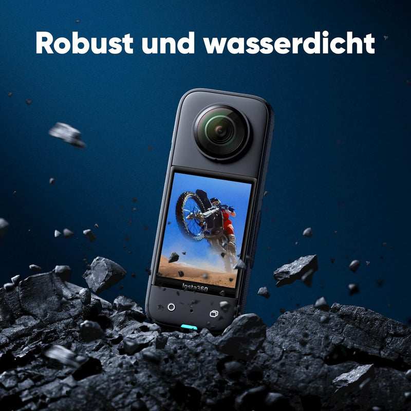 Insta360 X3 Motorrad-Bundle - wasserdichte 360°-Actionkamera mit 1/2"-Sensor, 5,7K 360°, 72MP 360°-F