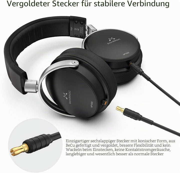 SoundMAGIC HP1000 Wired Over-Ear Headphones, HiFi Stereo Professional Premium Headphones, Noise Isol