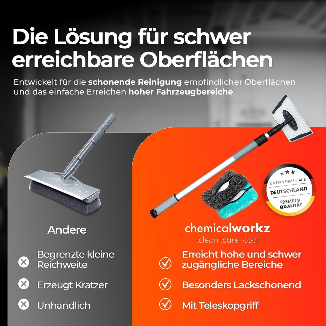 Chemicalworkz Microfiber Extension Mop | Ausziehbare Autowaschbürste mit Teleskopstiel bis 120 cm |