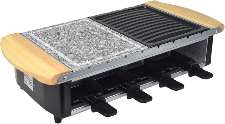 Syntrox Germany Edelstahl Design Raclette Uri mit Grill und Heisser Stein für 8 Personen