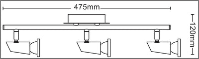 Trango 3-flammig 2001-038-5W LED Deckenleuchte *MAX* inkl. 3x 5 Watt GU10 LED Leuchtmittel in Chrom-