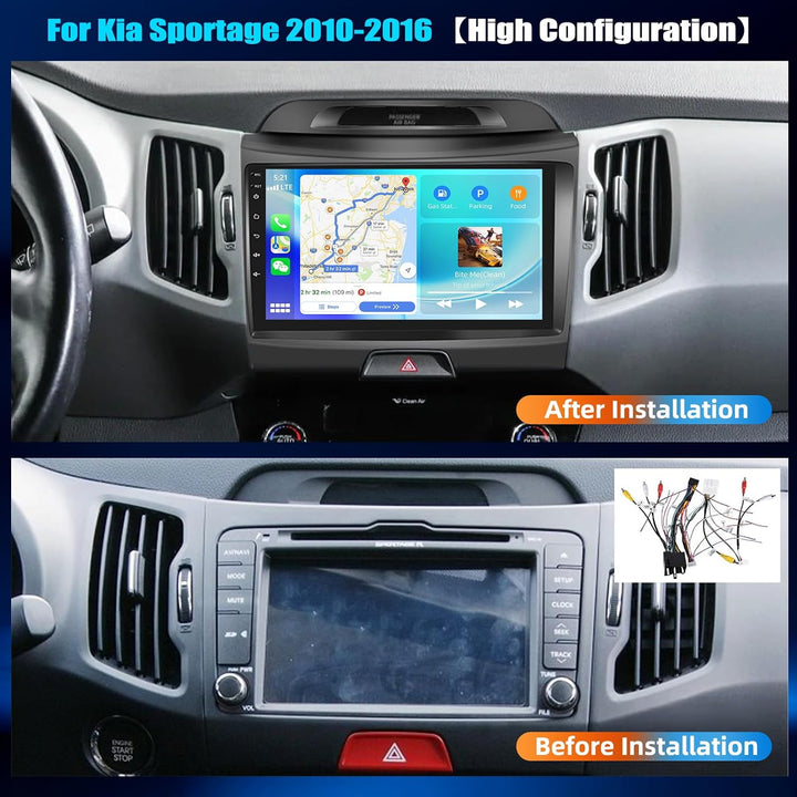 CAMECHO 4G+128G Android 15 Autoradio für Kia sportage 2010-2016 mit Carplay Android Auto,9" IPS Touc