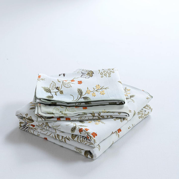 Luofanfei Bettwäsche 135x200 Grün Beige Blätter Blumen Bunt Pflanzen Botanisch Microfaser Bettwäsche