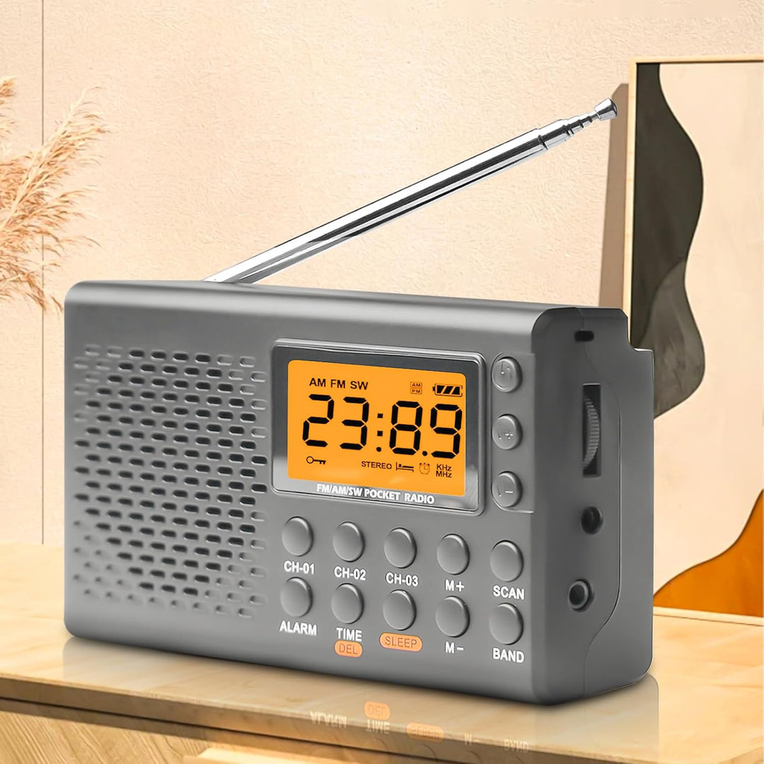 Tragbares Radio, AM,FM,SW Kofferradio mit LCD-Display, Batteriebetrieb, Eingebautem Lautsprecher Ala