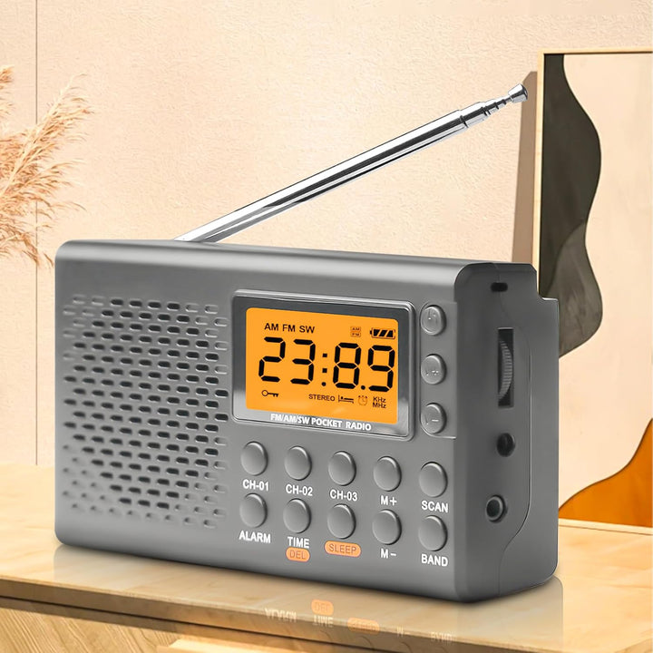 Tragbares Radio, AM,FM,SW Kofferradio mit LCD-Display, Batteriebetrieb, Eingebautem Lautsprecher Ala