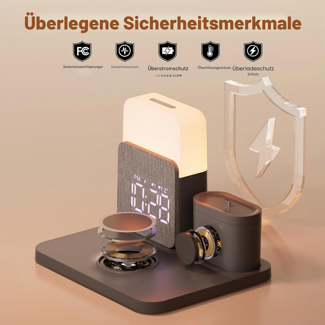 5 in 1 Induktive Ladestation für A-pple Watch und Phone 17/16/15/14-11 Serie und air-pods, 15W Wirel