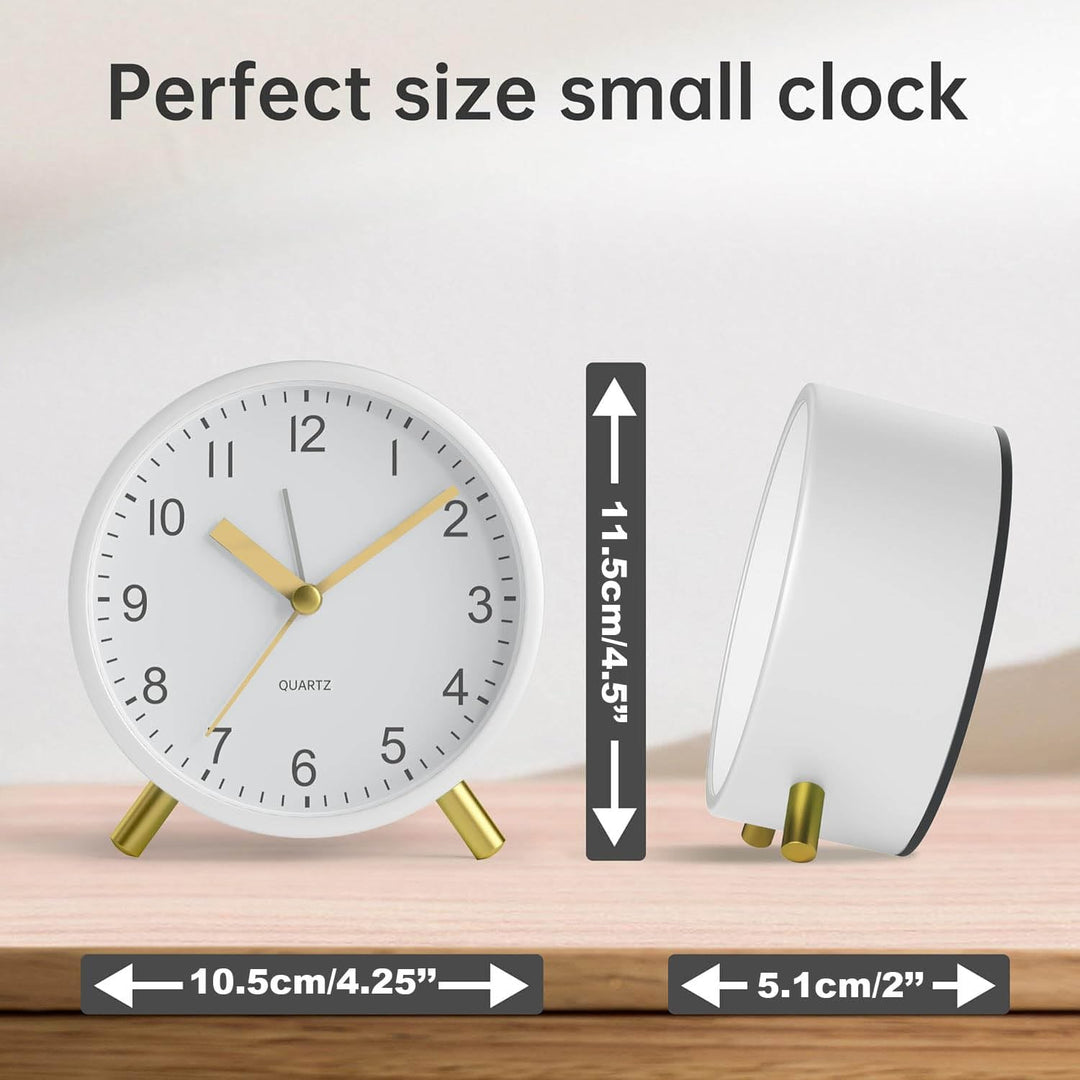 YouJabz Analoger Wecker, Super Silent Non Ticking mit Nachtlicht, Batteriebetrieben, Modischer Runde