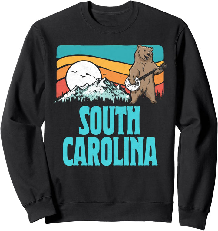 South Carolina Bluegrass Banjo Bear Funny Graphic Sweatshirt