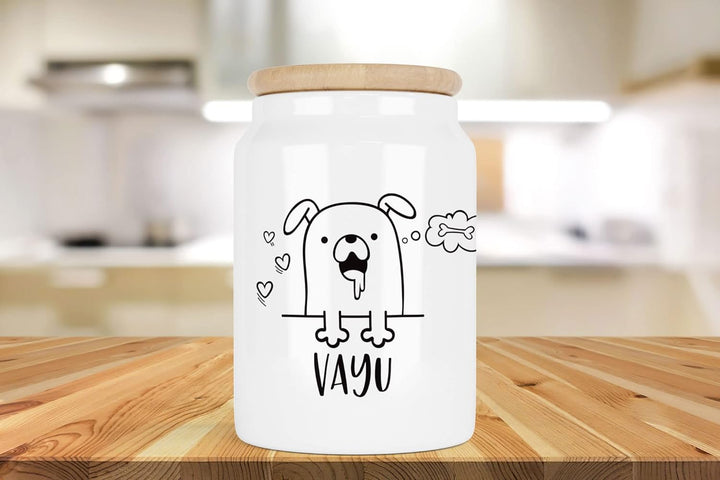 Selket's Shop Keramik Leckerli Dose Hund – personalisiert mit Name – Keksdose für Snacks, Trockenfut