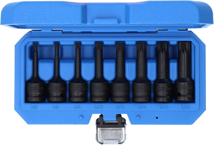 BRILLIANT TOOLS BT022605 1/2" Kraft-Bit-Stecknuss-Satz, XZN, 8-TLG, M5-M18 [Powered by KS Tools]