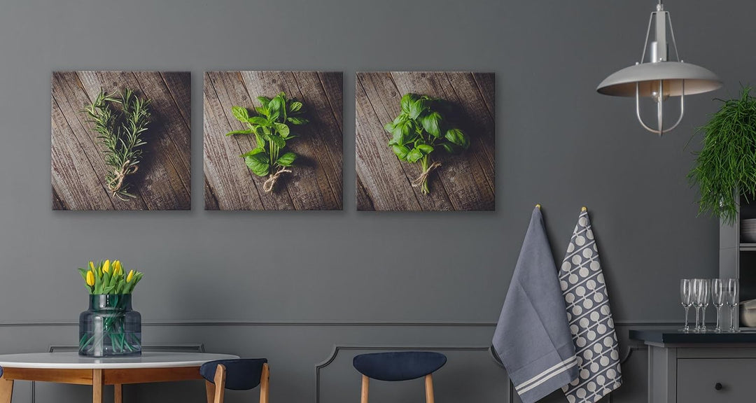 Muralo - Wandbilder Set - Leinwand Bilder Set Aufhängefertig - Bilder für Küche- Moderne Wanddeko -