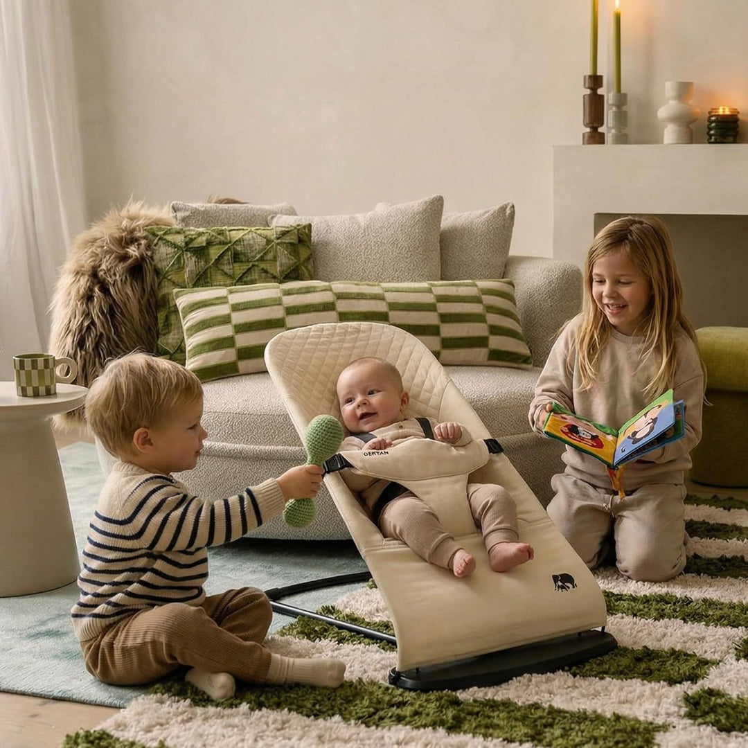DERYAN Buddy Babywippe – Ergonomisch & Weich – Verstellbar & Klappbar – Reise-Wippe für Babys 0–9 kg
