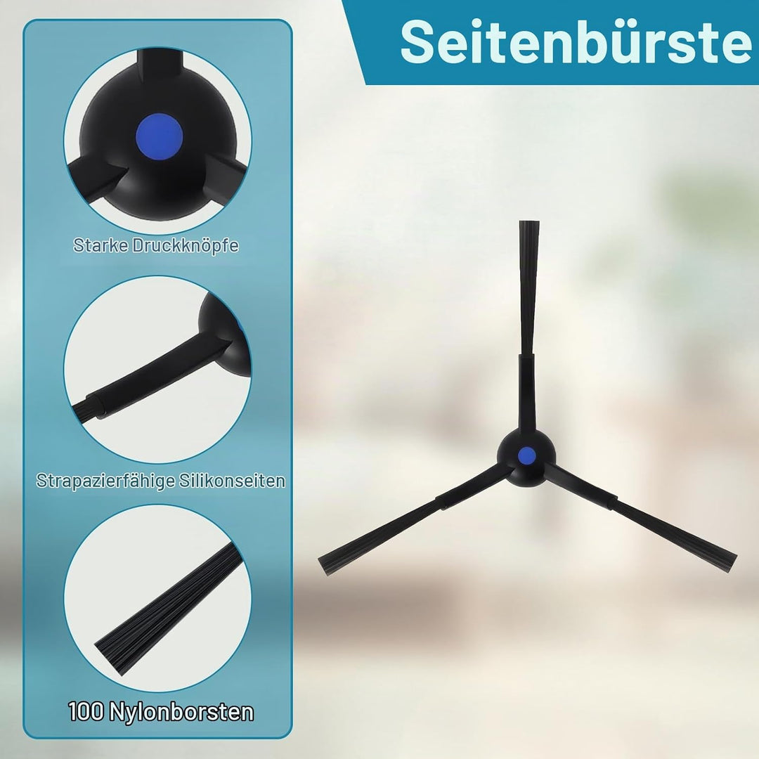 Zubehörset für ECOVACS DEEBOT MINI Saugroboter Ersatzteile, 1 Hauptbürste, 4 Seitenbürsten, 4 Filter
