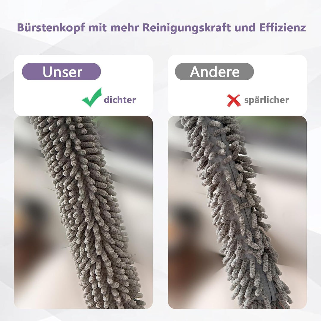 Staubwedel Teleskop Waschbar 8 Stück, Staubwischer Mikrofaser mit 2 Biegbare Eckbesen, Staubwedel La