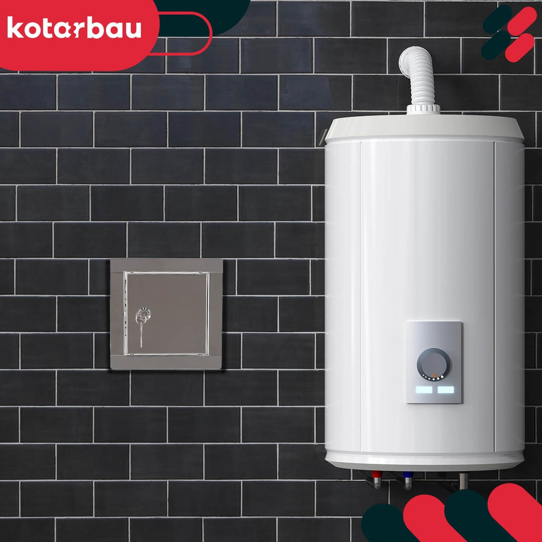 KOTARBAU® Revisionsklappe Grösse 10x10cm mit Schlüssel Edelstahl Silber für Revisionsschächte 10x10