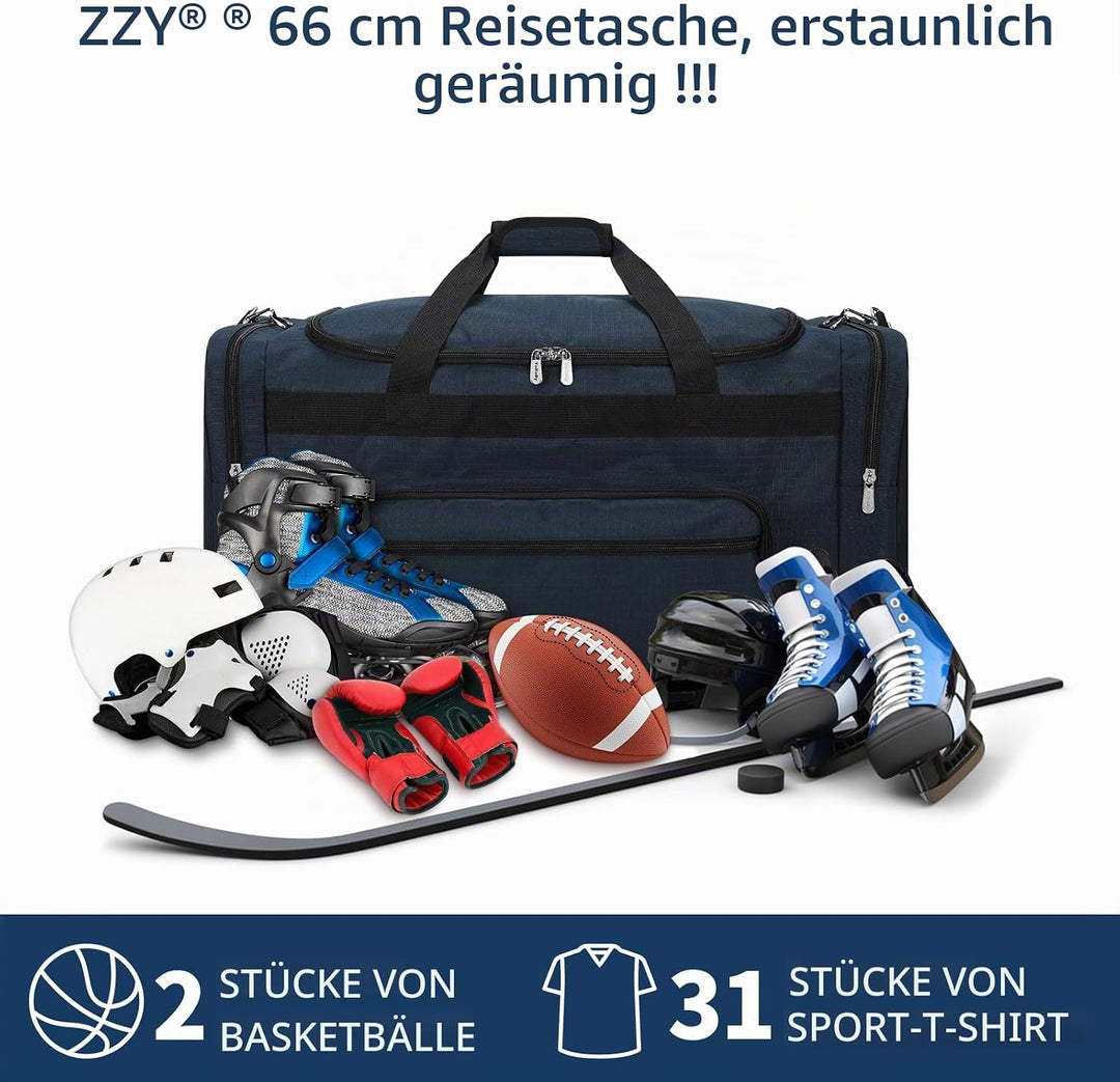 55L Sporttasche Reisetasche Fitness Tasche mit Schultergurt Wochenendtasche für Damen und Herren (Bl