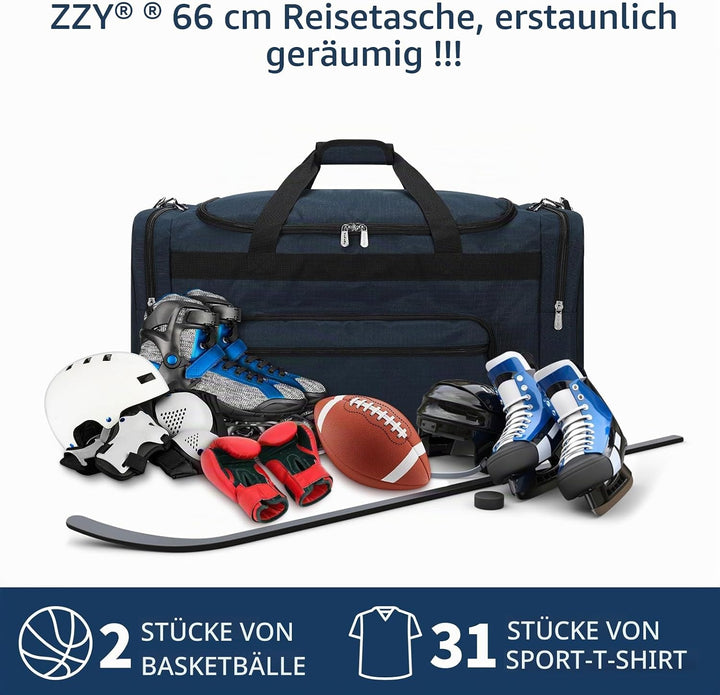 55L Sporttasche Reisetasche Fitness Tasche mit Schultergurt Wochenendtasche für Damen und Herren (Bl