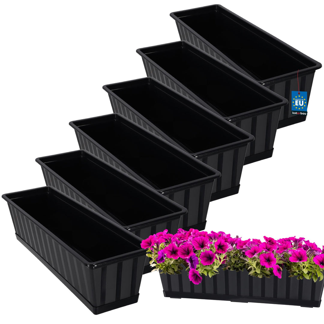KOTARBAU® 6er Set Blumenkasten - Blumentopf für Balkon - 60 x 18 x 14 cm - Anthrazit - Balkonkasten