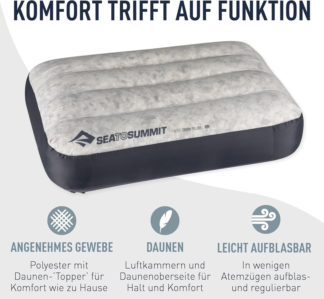Sea to Summit Aeros Down Pillow Deluxe - Kopfkissen/Daunen Reisekissen, Grey