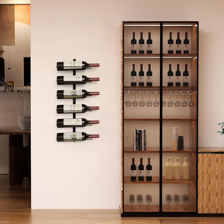 TJ.MOREE Wandmontiertes Weinregal für 6 Flaschen, robuste Metallhalterung für Wein, Champagner und S