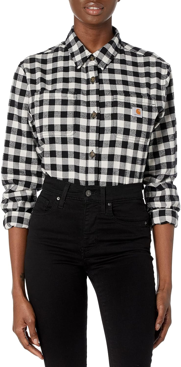 Carhartt Damen Rugged Flex Flannel Fit Shirt L Schwarz, L Schwarz