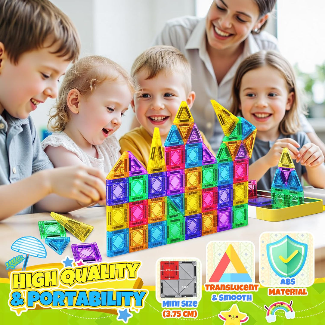 43 Pcs Mini Magnetische Bausteine Reiseset, Spielzeug ab 3 4 5 6 Jahre Junge Mädchen Reisespiele Kin