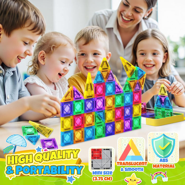 43 Pcs Mini Magnetische Bausteine Reiseset, Spielzeug ab 3 4 5 6 Jahre Junge Mädchen Reisespiele Kin